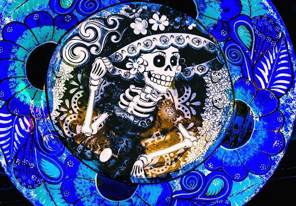 Perry, William 아티스트의 Colorful Mexican ceramic-Day of the Dead skeleton blue plate handicraft Los Cabos-Cabo San Lucas-Me작품입니다.